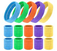 15Pcs Sports Headband and Wristbands Set,80s Neon Sweat Bands Absorbent Sweatbands Cotton Head Band Wrist Bands Set for Gym Football Soccer Tennis Basketball