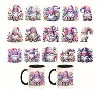 15pcs Spring Gnomes Easter Floral UV DTF Cup Wraps Transfer Waterproof Sticker for Glass Cups Furniture Craft DIY Crafts，Rub on Transfer Stickers for DIY Water Bottle Laptop Decal Wood Car