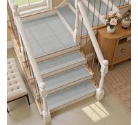 15pcs Stairs Treads and 1 Landing Carpet, Breathable Chenille Stair Carpet Non Slip for Wooden Steps Rubber Backing Stairs Runner Indoor Treads Stair Covers Mat 8"X30" and 30"X30"