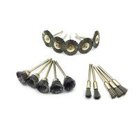 15Pcs Steel Wire Brush Wheel Abrasive Polishing Set for Rotary Tool Dremel Accessories Kit, 3 Types, Silver