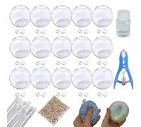 15Pcs Stress Ball Making Kit, Stress Ball Skin, Vacuum Squishy Pressure Balls with Lid & Air Pump & Expander Tool for Sensory & Stress Relief, DIY Stress Relief Toys Set (5cm,Transparent)