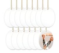 15pcs Sublimation Ceramic Ornaments Blank, 3.15x2.24 Inch Oval Ceramic Ornament with Rope for Heat Press Printing Crafting DIY Personalized Christmas Tree Decor Home Decoration