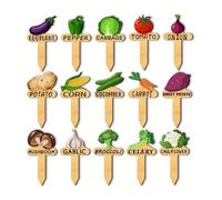 15PCS T Type Vegetable Plant Labels for Veg Identification in Pots Greenhouses Farms Vegetable Natural Wood Plant Identifiers
