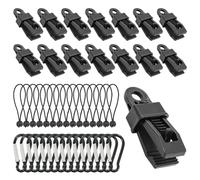 15PCS Tarp Clips Set,Heavy Duty Tarpaulin Clips,Ball Bungee Cords,Buckles,for Fixing Tarps,Awnings,Tarpaulin,Camping,Caravan Canopies,Tents,Outdoor Use