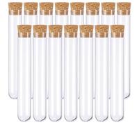 15PCS test tubes,Clear Plastic Test Tubes with Cork Stoppers,test tubes with lids,plastic test tubes,plastic test tubes with lids for DIY Craft,Laboratory,Spices,Liquids,Candy,Party,16mm×150mm