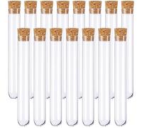 15PCS test tubes,Clear Plastic Test Tubes with Cork Stoppers,test tubes with lids,plastic test tubes,plastic test tubes with lids for DIY Craft,Laboratory,Spices,Liquids,Candy,Party,12mm×75mm