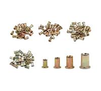 15PCS Threaded Rivet Nuts Blind Nuts Set Flat Head Insert Rivet Nuts Cap Carbon Steel Rivnuts Tools Kit M3/4/5/6/8/10/12(M4)
