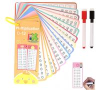15PCS Times Tables Flash Cards,1-12 Multiplication Flash Cards,Times Tables Games & Workbook for Revision,Educational Math Flashcards with 2 Dry-Erase Pens & 1 Ring,Homeschooling Supplies,Effective