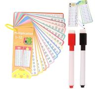 15pcs Times Tables Flash Cards,Math Multiplication Practice Cards,1-12 Times Tables,Homeschooling Supplies with Times Table,Included 2 Dry Erase Pens and 2 Rings,Waterproof Material,Easy to Carry