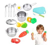 15PCS Tiny Play Kitchen Accessories,Kitchen Pretend Toy Set Steel Set,Mini Toys Cooking Cookware Size Pan Utensils