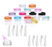 15PCS Travel Cream Pots, Empty Plastic Containers With Lids, Travel Cream Pots and Sample Containers, Clear Travel Cosmetic Jars, Mini Plastic Spatulas for Face Creams, Samples, Makeup