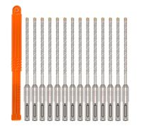 15Pcs Tungsten Carbide Alloy Concrete Drill Bit Set, 3/16 x 6.3 Inches Professional Masonry Drills Bit Sets with Round Shank Practical Stone Drill Bits Set for Construction Site Home Garage