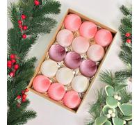 15PCS Velvet Christmas Baubles 6cm Tree Window Decor | Plastic Velvet Finish, 6x6x6cm Size, Pre-attached Hanging Loops, For Tree, Window, Mantel Display, 15-piece Set