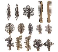 15pcs Vintage Duck Hair Clip Metal Barrette for Bridesmaids | Coffee Colour, Odorless Styling Piece, Decorative Mouth Shape for Buns and Curly Hair Everyday Appointments Random Style
