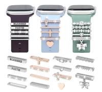 15PCS Watch Band Charms, Upgrade Your Strap with Stylish Decorative Rings Loops Compatible with Apple Watch Bands 45mm 44mm 42mm 41mm 40mm, Cute Accessories for iWatch Series 8 7 6 5 4