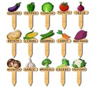 15pcs Watercolor Vegetable Plant Labels,Vegetable Patch Signs,Plant Labels for Seedlings,Veg Name Sticks,Wooden T Type Garden Stakes,Waterproof Vege-Table Name Tags for Veg Seedling Identification