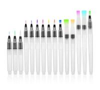 15Pcs Watercolour Brush Pens Set Refillable Water Brush Pen Leakproof Large Capacity Watercolour Pens Set for Water Soluble Colored Pencil Paiting Calligraphy 7.5/6/4.7 Inch (Various Nibs)
