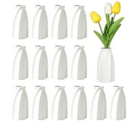 15pcs White Ceramic Bud Bulk, 3.8 Inch Boho Small Vases in Bulk for Flowers, Mini Vases for Centerpieces for Dry Flowers, Pampas Garss for Home Wedding Party Table Decor