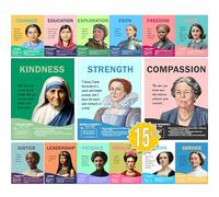 15pcs Women in History Posters with Inspirational Quotes, 11x14 Inch, Motivational posters Educational Classroom Decor, Perfect for Teachers Students Bulletin Board, Gift for Middle School, High