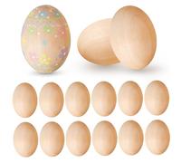 15Pcs Wooden Eggs Realistic Wooden Toy Eggs for Crafts Nesting Box Easter Food Toy Home Decor DIY Beige