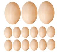 15Pcs Wooden Eggs, Realistic Wooden Toy Eggs for Crafts, Nesting Box, Easter, Food Toy, Home Decor, DIY, Beige for Crafts for Chicken Coop