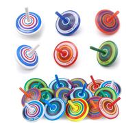 15PCS Wooden Spinning Tops for Kids,Colourful Hand-Painted Mini Gyro Toys Creative Decompression Vintage Spinning Top Set for Party Bag Fillers Birthday Gifts Classroom Prizes (4×4×4.5cm, Multicolor)