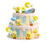 15PCS Yellow Duck Cake Toppers Duck Happy Birthday Cake Topper (yellow)