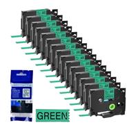 15PK 6 9 12 18 24mm TZe 231 Black On White Label Tapes Works With TZE 241 335 131 TZ 631 Compatible For Label Printers(Black on green)