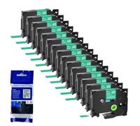 15PK 6 9 12 18 24mm TZe 231 Black On White Label Tapes Works With TZE 241 335 131 TZ 631 Compatible For Label Printers(White on green)