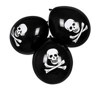 15Pk Pirate Party Decorations Balloons Latex Skull and Cross Bones Halloween Birthday, Black