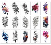 15sheets Colorful Arm Temporary Tattoos, Traditional Style, Realistic Calf Design, Waterproof, Sweatproof, Wear-Resistant, And Long-Lasting.