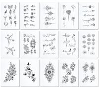 15sheets Herbal Flower Small Animal Tattoo Sticker Female Animal Butterfly Small Pattern Sexy Female Arm Waterproof