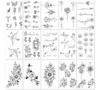 15sheets Tattoo Sticker Arm Rose Waterproof Long-Lasting Female Simulation Tattoo Semi-Permanent