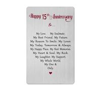 15th Anniversary Card for Women Men Him Her- 15 Fifteen Year Wedding Anniversary Keepsake Gift for Husband Wife