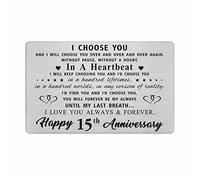 15th Anniversary Wallet Card Gifts for Men, 15th 15 Year Wedding Anniversary Romantic Gifts for Wife