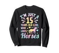 15th Birthday 15 Years Old Girl Loves Horses Tie Dye Lover Sweatshirt