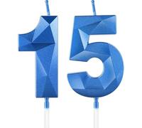 15th Birthday Candles for Cake,Royal Blue Number 15 Candle Decorations Birthday Party,3D Design Birthday Candle for Girls Boys 15th Birthday Theme Anniversary Supplie Decorations