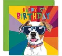 15th Birthday Card Boy - Pawsome Cool Dog - Dog Birthday Card for 15 Year Old Boy, Age 15 Boys Cards, 145mm Dogs Greeting