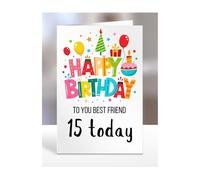 15th birthday card for Best Friend, gifts for girl, girls, boy, boys, gift, presents, female, male, him, her, Happy birthday to you, 15 years old today, A5-162o_2
