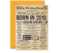 15th Birthday Card for Boys Girls - Bday Press Newspaper 2010 - Happy 15 Birthday Cards for Nephew Cousin Son Granddaughter Grandson Brother, A5 Bday Greeting Cards