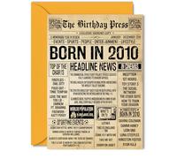 15th Birthday Card for Boys Girls - Bday Press Newspaper 2010 - Happy 15 Birthday Cards for Nephew Son Niece Daughter Brother Cousin, 5x7 Inch Bday Greeting Cards