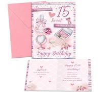 15th Birthday Card for Girl, Pink Envelope Included, Sweet Birthday Gift