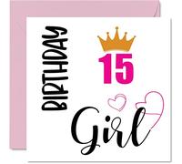15th Birthday Card for Girls - Birthday Girl - Cards for 15 Year Old Girl Daughter Sister Granddaughter Cousin Friend Niece, 145mm Bday Greeting Cards Gift