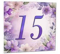 15th Birthday Card for Girls - Purple Floral 15th Birthday Cards for 15 year old Granddaughter Daughter Kids fifteen, fifteenth Sister Niece cousin