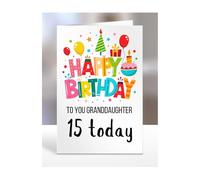 15th birthday card for Granddaughter, gifts for girl, girls, boy, boys, gift, presents, female, male, him, her, Happy birthday to you, 15 years old today, A5-162o_18