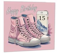15th Birthday Card for Women - Girls Birthday Cards for Daughter 15 Years Old fifteen, fifteenth Pink Girly Teenager Sister Friend Her Niece Granddaughter
