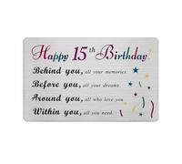 15th Birthday Card Gifts for Boy Girl - Happy 15 Years Old Birthday Card Presents - Special Engraved Fifteen Years Old Birthday Wallet Card Gift