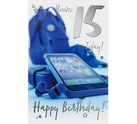 15th Birthday Card Him - Male Teenager 15 Today - 8.75 x 5.5 Inches - Words and Wishes