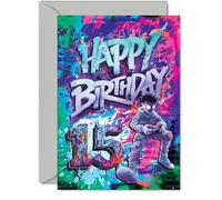 15th Birthday Cards for Boys Girls - Epic Gamer - Happy Birthday Card for 15 Year Old Boy Girl Grandson Cousin Son Niece, A5 Bday Greeting Cards