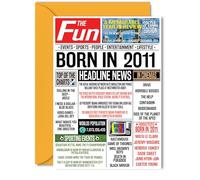 14th Birthday Cards for Girls Boys - Born In 2011 Newspaper - Happy 14 Birthday Card for Daughter Son Cousin Vintage Retro Back In 2011, 5x7 Inch Bday Greeting Cards